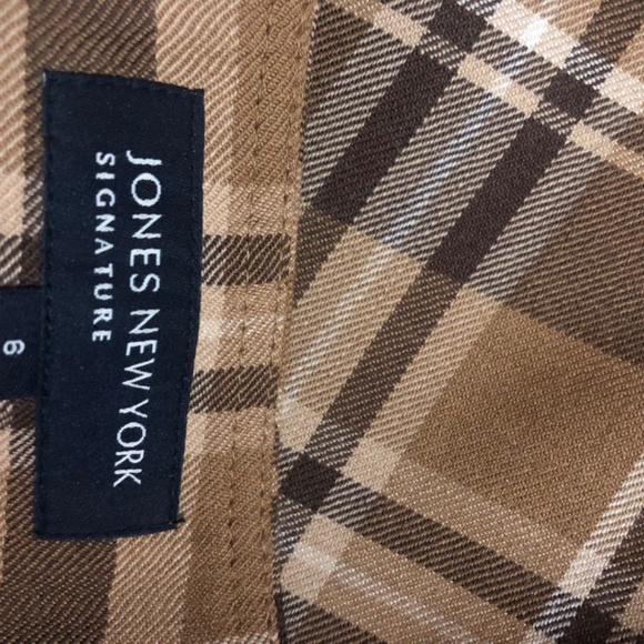 Jones New York camel plaid and cream fall aline length skirt - Picture 6 of 7